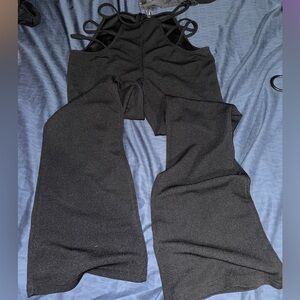 full length black pants open sides